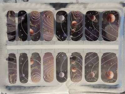 639- Black, Gray, Planets with little Glitter