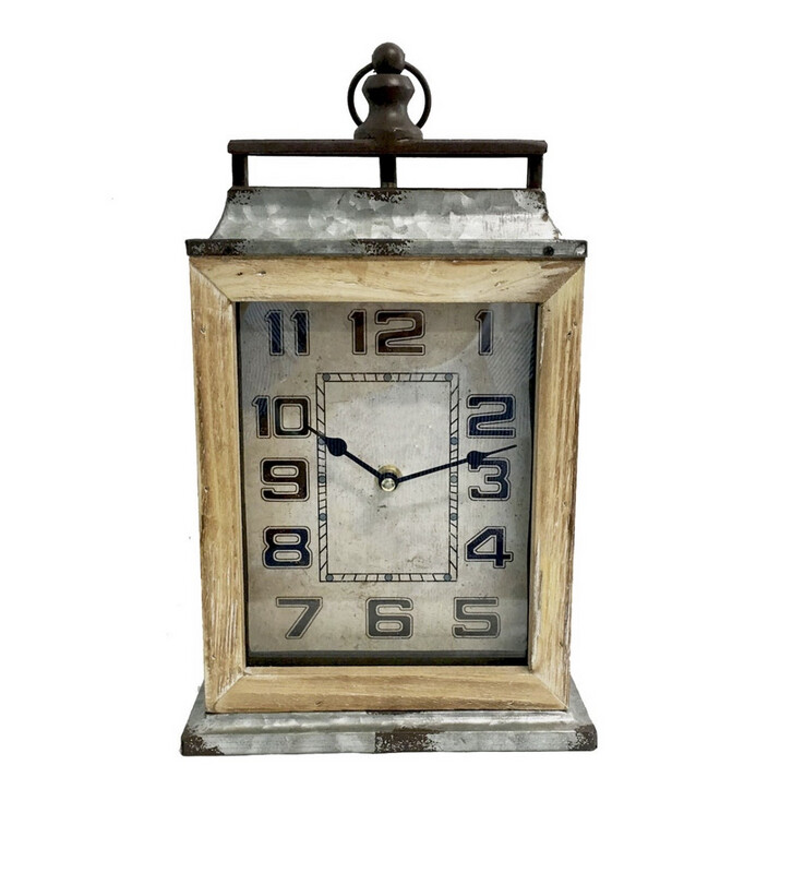 Horloge de table bois/étain