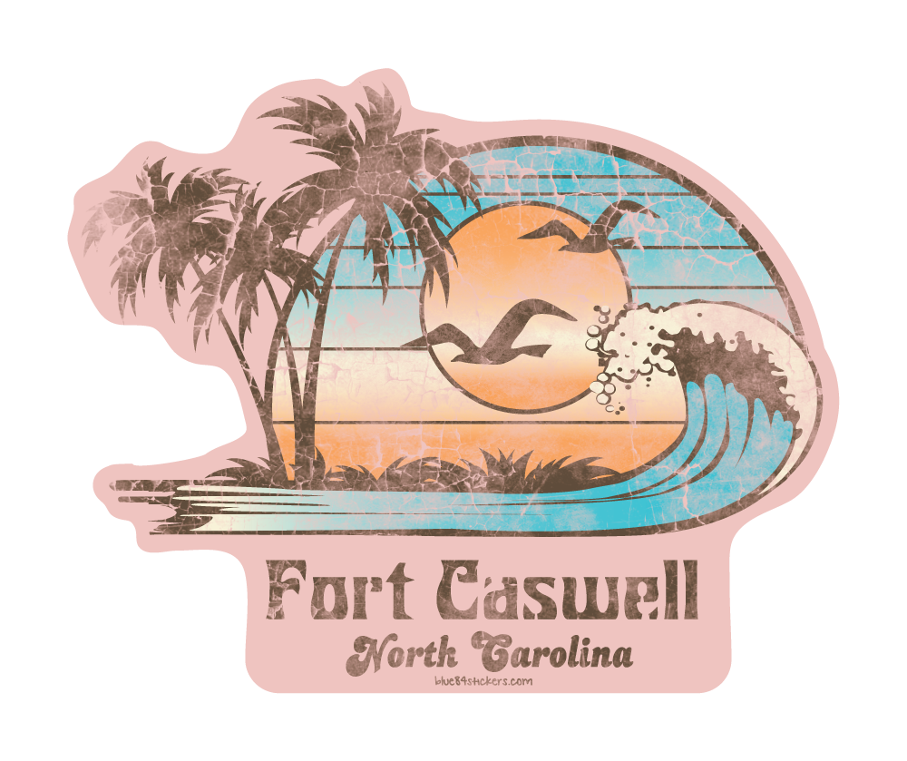 Vintage Wave\Palm tree Pink Fort Caswell Sticker