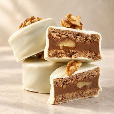 Walnut Alfajores with White Chocolate Coating