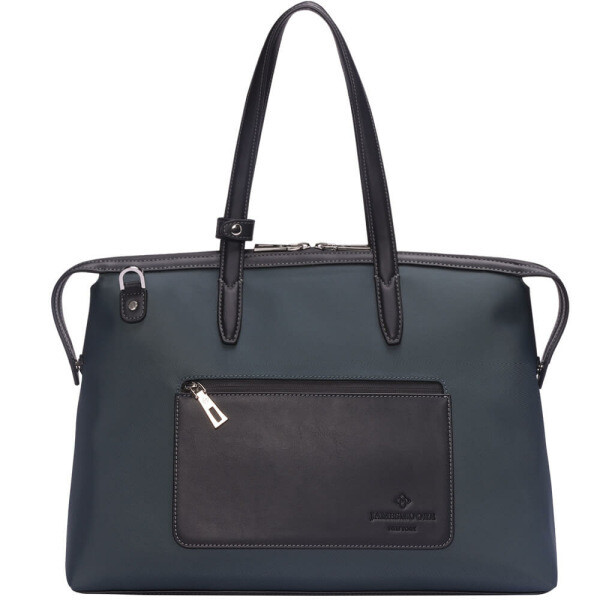 The Medium Kyoto Zip Tote Bag in Green Nylon and Black Leather