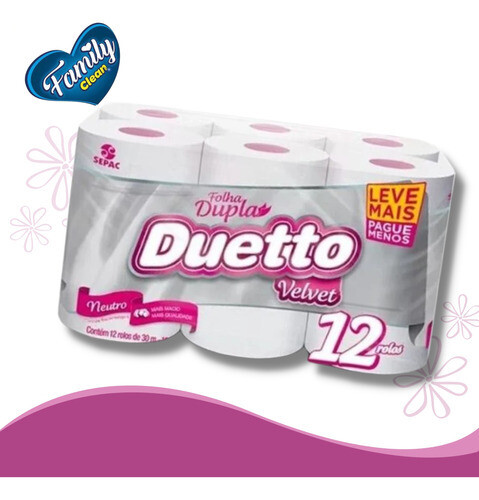 PH DUETTO VELVET X 12 ROLLOS DOBLE HOJA