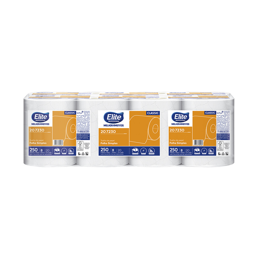 TOALLA ELITE CLASSIC HOJA SIMPLE 21GR. 250M X 8 UNIDADES