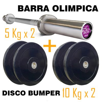 Combo Barra Lady + Discos Bumper