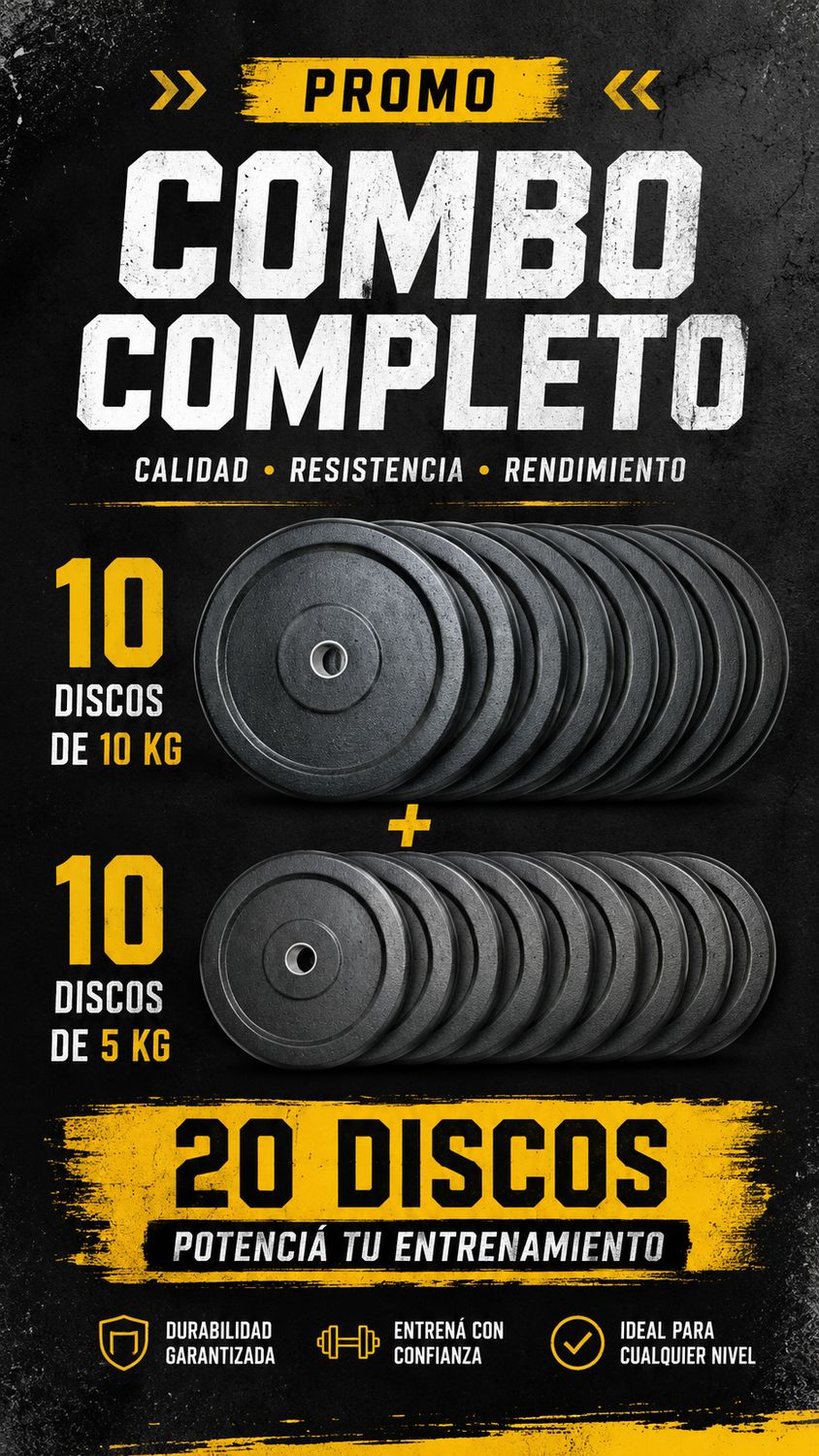 COMBO 150 KG DISCOS BUMPER