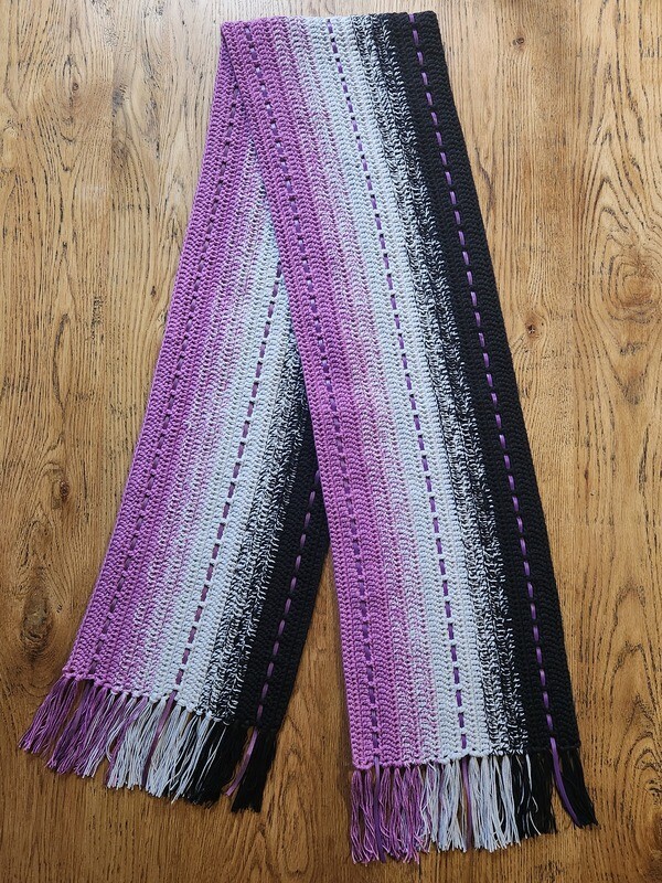 Scarf in Tricolour Fade with Leather Accent Scarf in Tricolour Fade with Leather Accent
