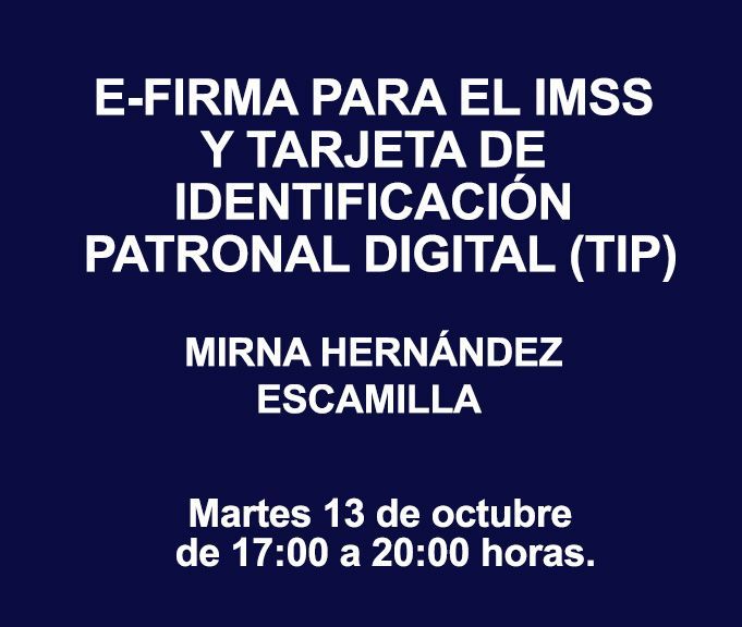 E-FIRMA PARA EL IMSS Y TARJETA DE IDENTIFICACIÓN PATRONAL DIGITAL (TIP) E-FIRMA PARA EL IMSS Y TARJETA DE IDENTIFICACIÓN PATRONAL DIGITAL (TIP)