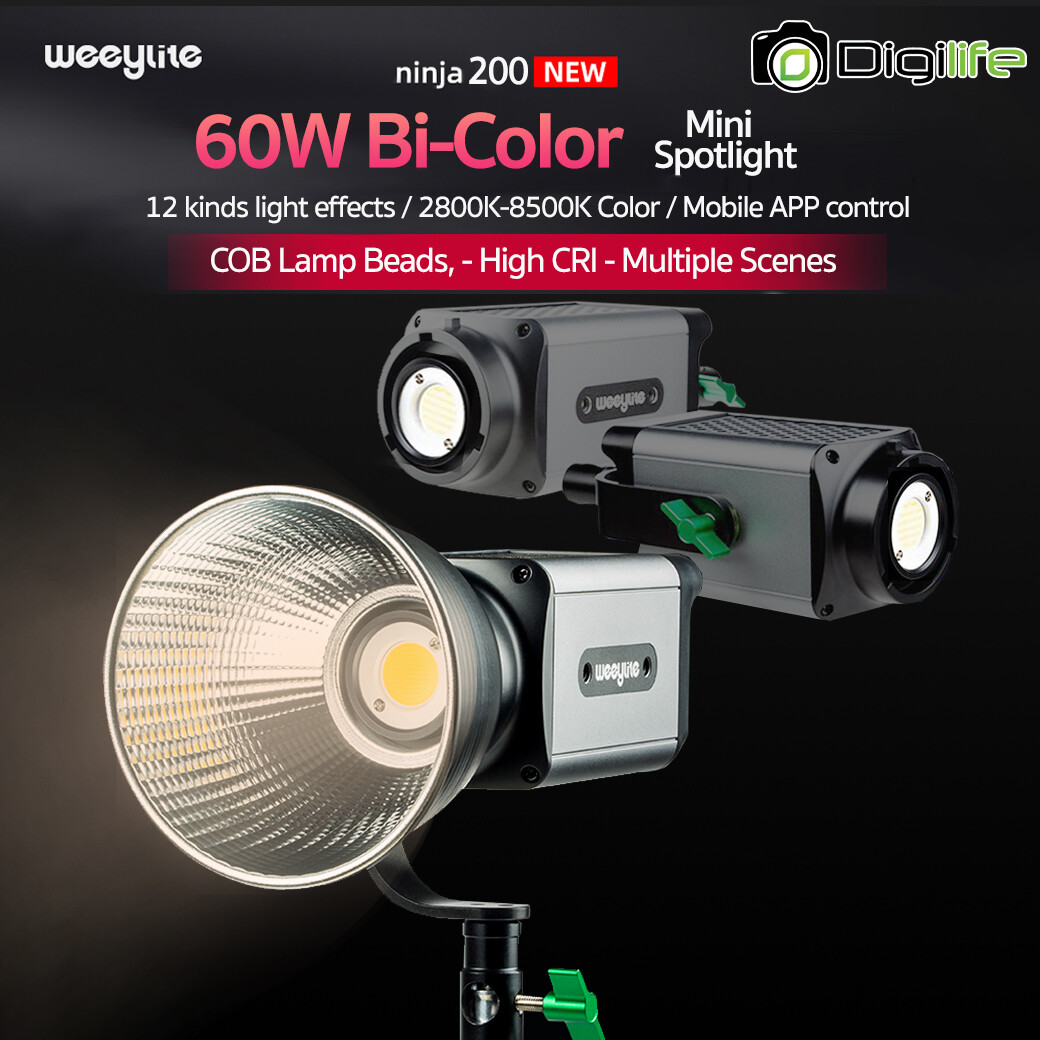Weeylite LED Ninja 200 Bi-Color ( 60W , 2800K-8500K , CRI 95+ TLCI 95+ , Bowens Mount ) - รับประกันร้าน  Digilife Thailand 1 เดือน