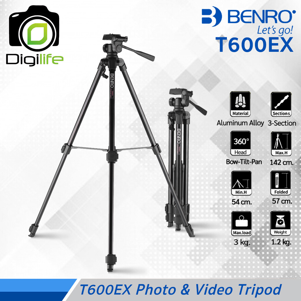 Benro Tripod T600EX ขาตั้งกล้องน้ำหนักเบา เหมากับกล้อง DSLR , มิลเรอร์เลส, คอมแพ็ค , กล้องวิดีโอ