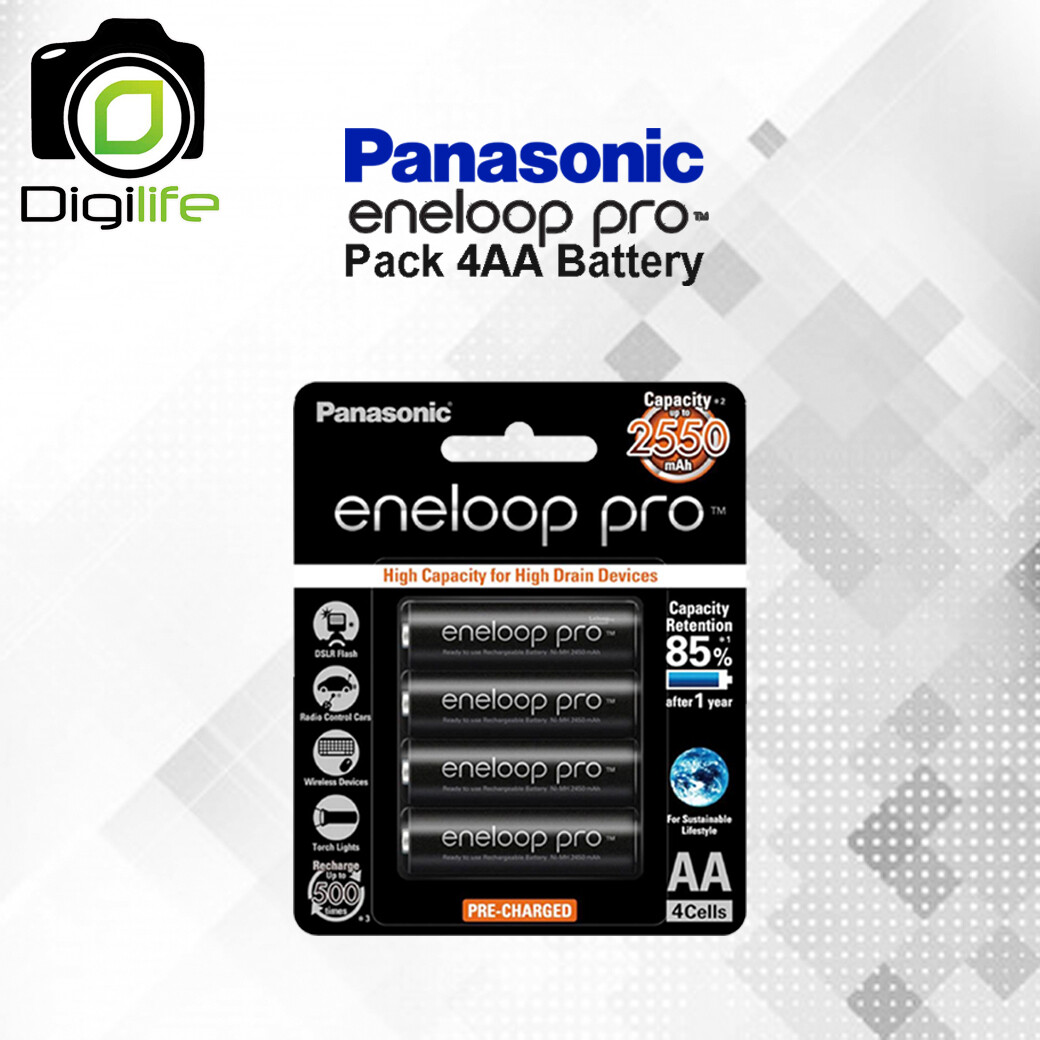 Panasonic Battery Eneloop Pro 2500 mAh. (แบตชาร์จ AA / 1แพ๊ก4ก้อน)