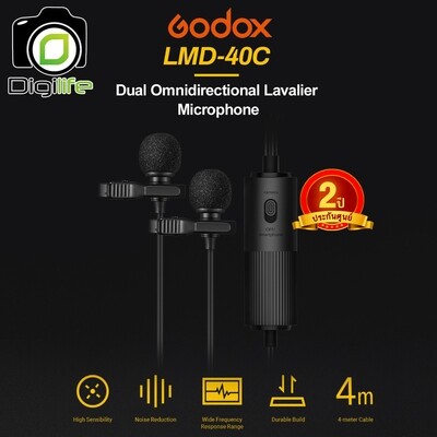 Godox Microphone LMD-40C Dual Omnidirectional Lavalier - Camera & Smartphone (Vlogger, Live Streame) - ประกันศูนย์ 2 ปี