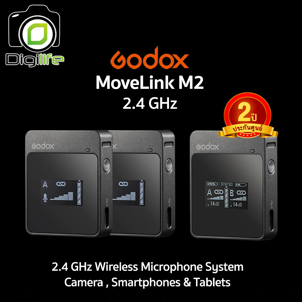 Godox Microphone MoveLink M2 - 2.4 GHz Wireless Microphone สำหรับ Camera Smartphones & Tablets -รับประกันศูนย์ Godox 2ปี