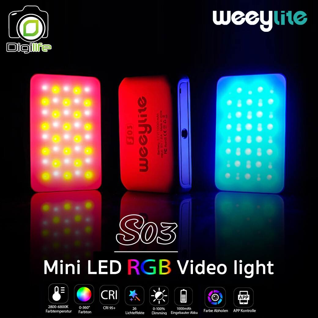 Weeylite S03 RGB Mini LED Video Light  ปรับอุณภูมิสีได้ 360สี สำหรับถ่ายรูป , วิดีโอ , ไลฟ์สด , Vlog , Live streame
