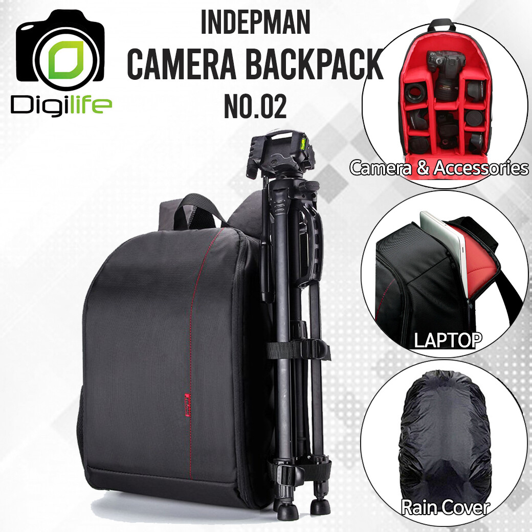 Indepman Bag No.02 Camera Backpack ใส่ Laptop, Taplet ได้ กระเป๋าเป้กล้องสีดำ ( อินเสิร์ทคละสี )