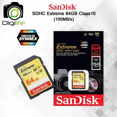 Sandisk Memory SDXC Extreme 64GB UHS-I 150 MB/s Class10 SD U3 V30 4K