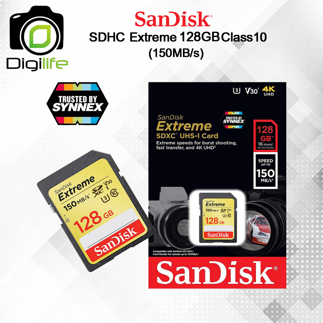 Sandisk Memory SDXC Extreme 128GB UHS-I 150 MB/s Class10 SD U3 V30 4K
