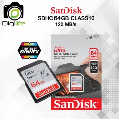 Sandisk Memory SDHC Ultra 64GB UHS-I 120 MB/s Class10 - SD