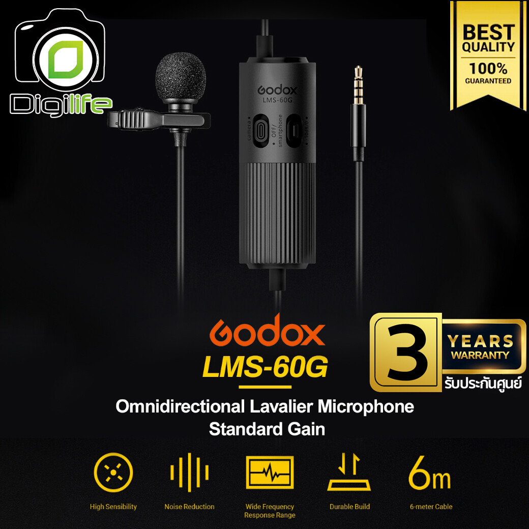 Godox Microphone LMS-60G Dual Omnidirectional Lavalier ( Camera & Smartphone ) - ประกันศูนย์ Godox Thailand 3ปี