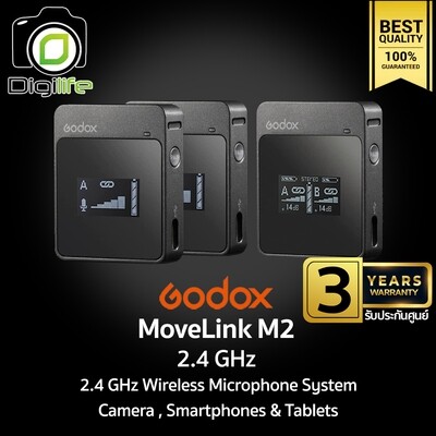 Godox Microphone MoveLink M2 ,Wireless Microphone 2.4GHz สำหรับ Camera Smartphones & Tablets -รับประกันศูนย์ Godox 3ปี