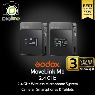 Godox Microphone MoveLink M1 ,Wireless Microphone 2.4GHz สำหรับ Camera Smartphones & Tablets -รับประกันศูนย์ Godox 3ปี