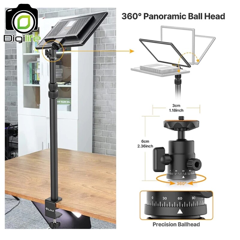 Vijim LS03 Desktop Extendable Stand 124 ซม.,ขาตั้งไฟ ขายึดบนโต๊ะ , วิดีโอ, Live Stream, E-Sport , ถ่ายภาพ