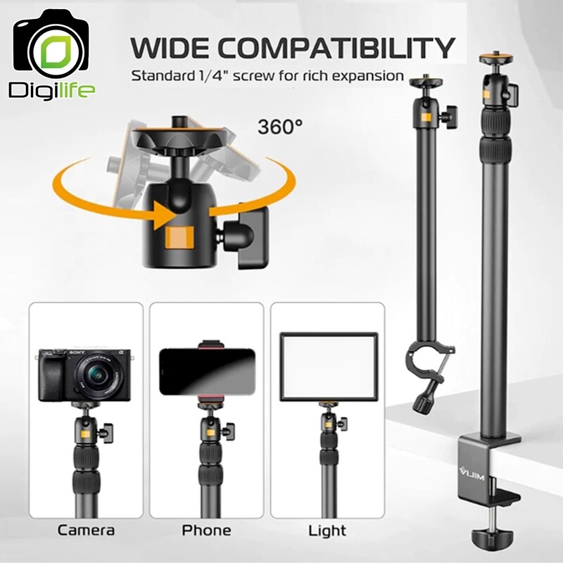 Vijim LS02 Dask Mounting Stand 105cm. (with arm) ขาตั้งไฟ ขายึดบนโต๊ะ พร้อมแขนจับ, วิดีโอ, Live Stream, E-Sport, ถ่ายภาพ