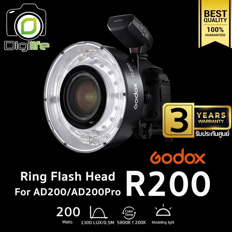 Godox Ring Flash Head R200 200W 5800K ไฟแฟลชถ่ายแบบ ถ่ายสินค้า ถ่ายมาโคร ถ่ายวิดีโอ - รับประกันศูนย์ Godox Thailand 3ปี