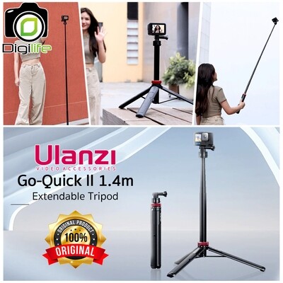 Ulanzi Go-Quick II 1.4m Extendable Tripod ขาตั้ง ไม้เซลฟี่ ยืดได้ 1.4 เมตร สำหรับ Action Cam, GOPRO, Insta360, etc