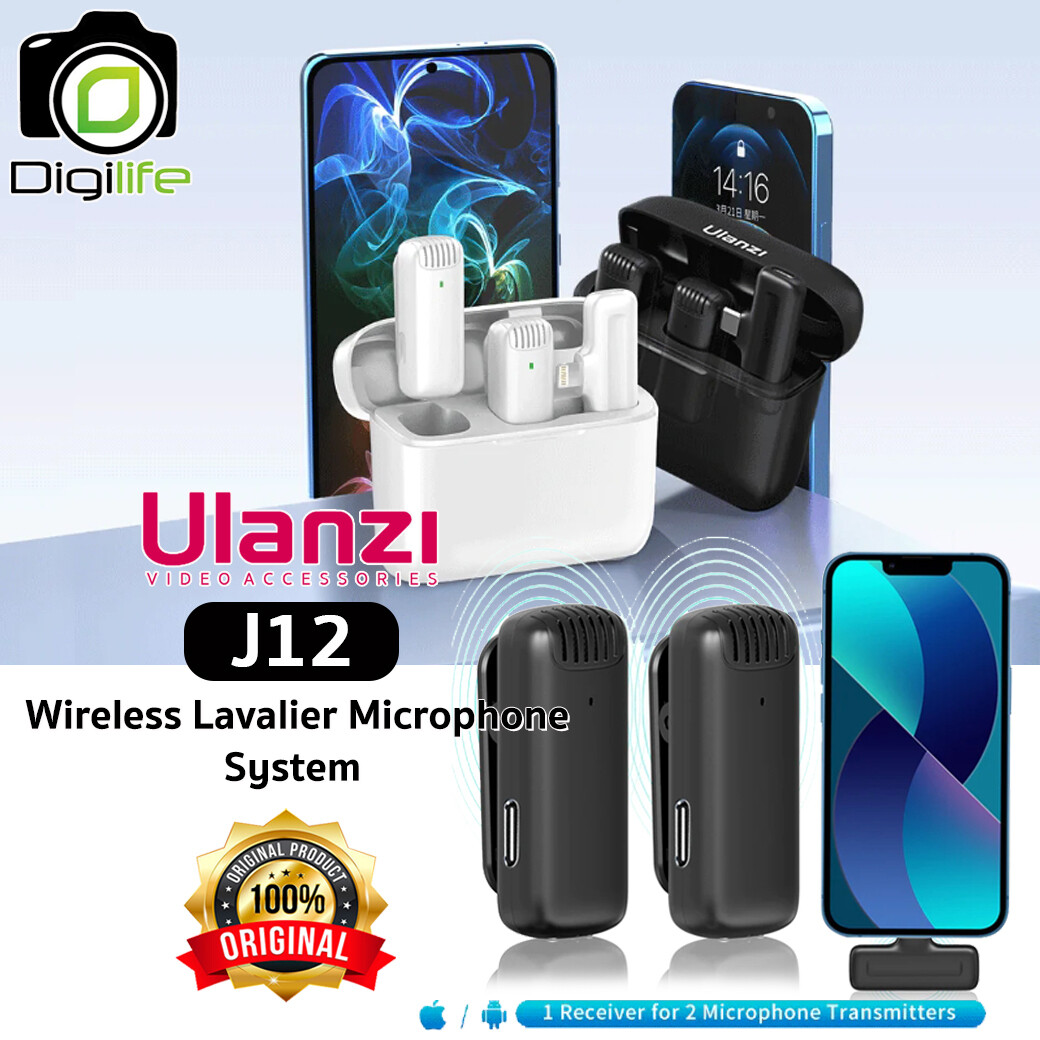 Ulanzi J12 Wireless Lavalier Microphone System ไมค์โครโฟนไร้สาย for Smart Phone, Tablet , Laptop