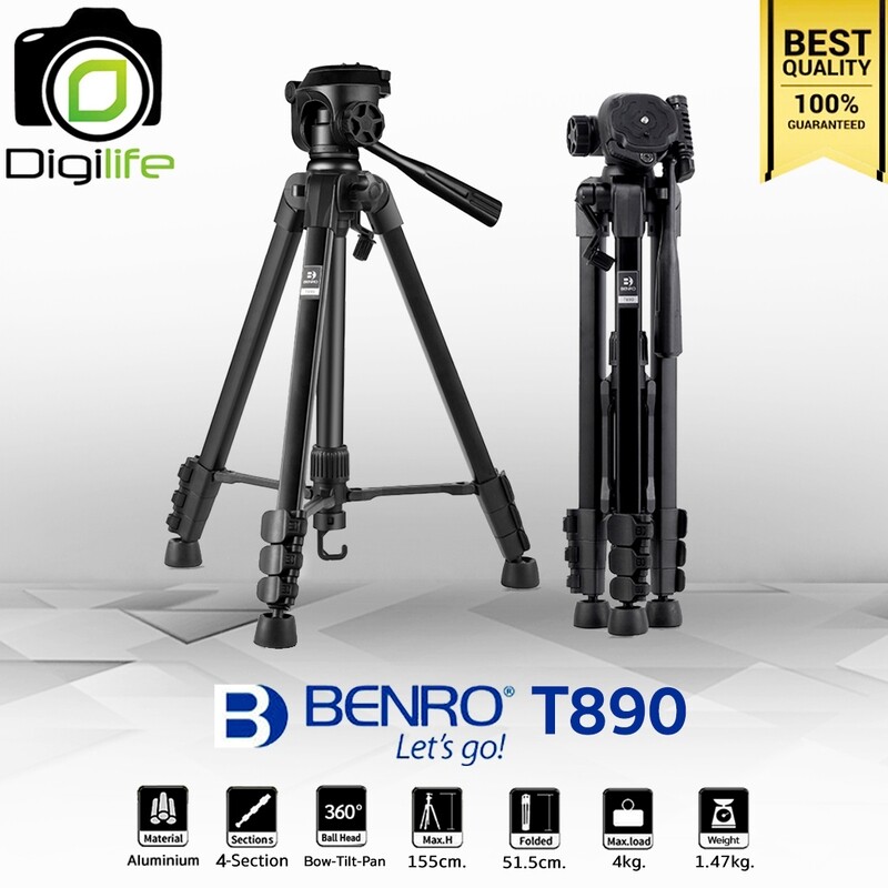 Benro Tripod T890 ขาตั้งกล้องน้ำหนักเบา เหมากับกล้อง DSLR , มิลเรอร์เลส, คอมแพ็ค , กล้องวิดีโอ