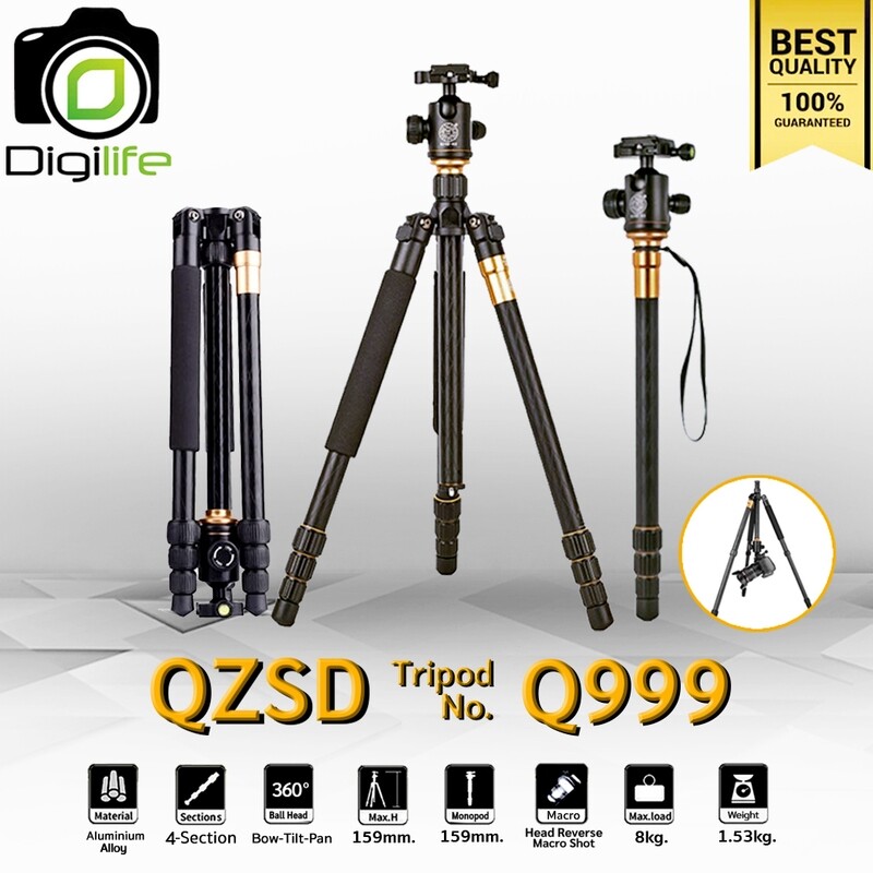 QZSD Tripod รุ่น Q999 Professional ขาตั้ง ขาตั้งกล้อง อเนกประสงค์ Monopod , กลับหัว , พาโนราม่า