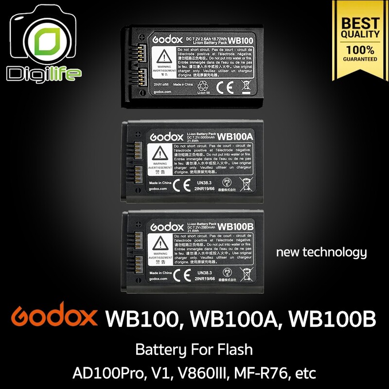 Godox Battery WB100B For Flash AD100Pro, V1, V860III, MF-R76, etc