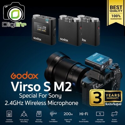 Godox Microphone Virso S M2 ( Sony) Wireless Microphone 2.4GHz For Camera Smartphone Tablets & Laptop - ประกันศูนย์ 3 ปี