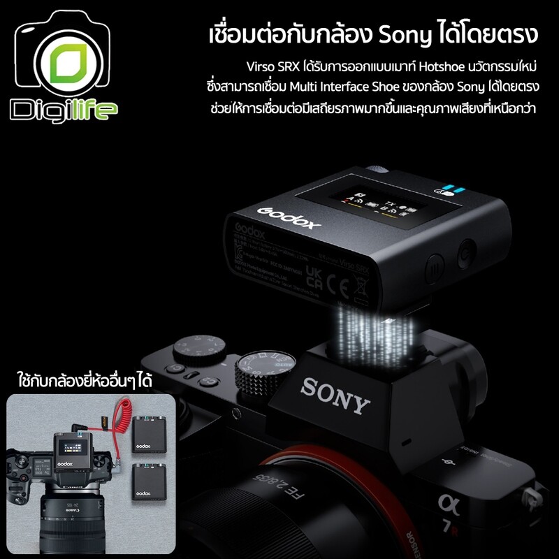Godox Microphone Virso S M2 ( Sony) Wireless Microphone 2.4GHz For Camera Smartphone Tablets & Laptop - ประกันศูนย์ 7 วัน