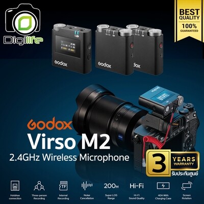 Godox Microphone Virso M2 Wireless Microphone 2.4GHz สำหรับ Camera Smartphone Tablets & Laptop -รับประกันศูนย์ Godox 3ปี