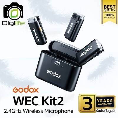 Godox Microphone WEC Kit2 Wireless Microphone 2.4GHz สำหรับ Camera Smartphone Tablets &amp; Laptop -รับประกันศูนย์ Godox 3ปี