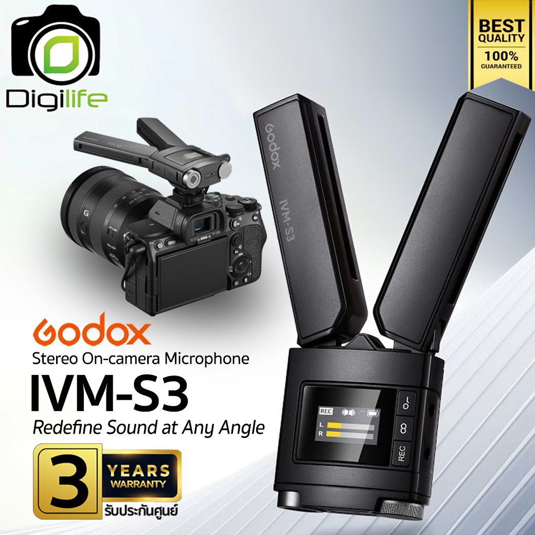 Godox Microphone IVM-S3 Stereo On-camera Microphone สำหรับ Camera Smartphone Tablets & Laptop -รับประกันศูนย์ Godox 3ปี
