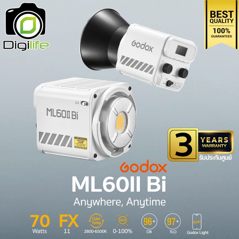 Godox LED ML60II Bi 70W Bi-Color 2800K-6500K - รับประกันศูนย์ Godox Thailand 3 ปี