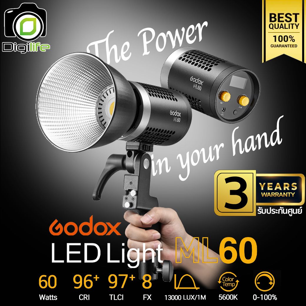 Godox LED ML60 60W 5600K ( White Light ) - Godox Mount - รับประกันศูนย์ Godox Thailand 3ปี