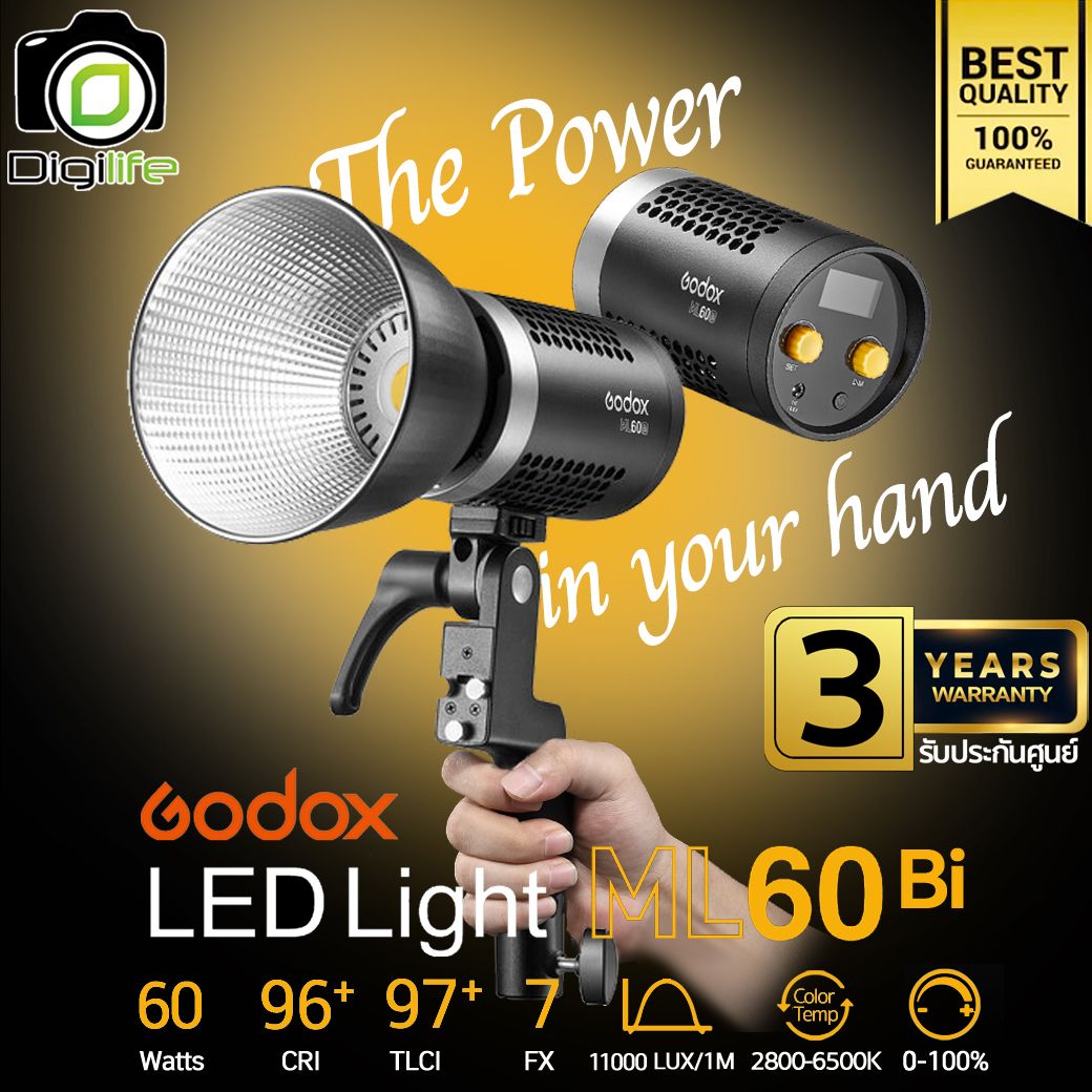 Godox LED ML60Bi 60W 2800K-6500K Bi-color - Godox Mount - รับประกันศูนย์ Godox Thailand 3ปี