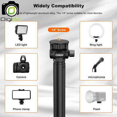 Coman Tripod MT60 - Camera &amp; Phone Stand ขาตั้งมือถือ ขาตั้งกล้อง ไม้เซลฟี่ สูง 180 ซม.