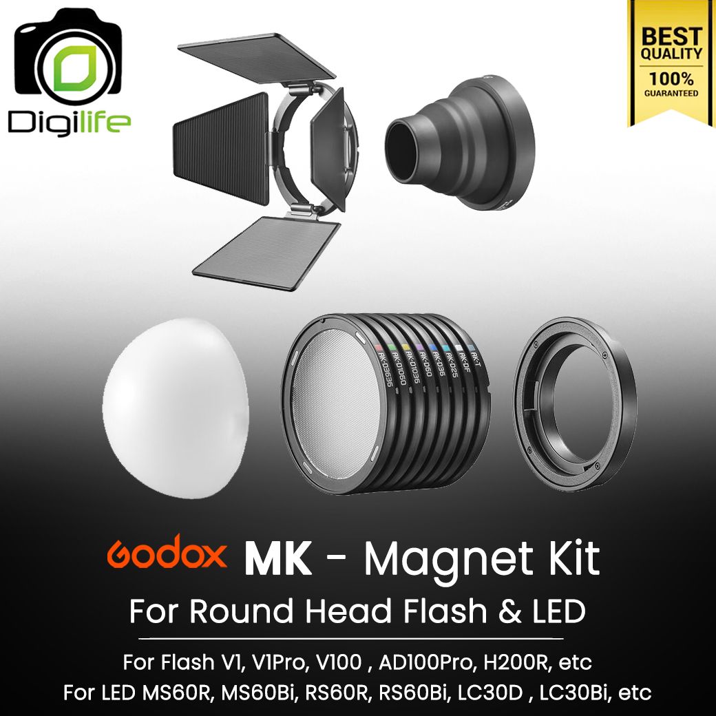 Godox MK Magnet Kit ( 5in1 ) For Round Head Flash &amp; LED ( V1, V1Pro, V100, AD100Pro, MS60R, MS60Bi , RS60R, RS60Bi ,etc)