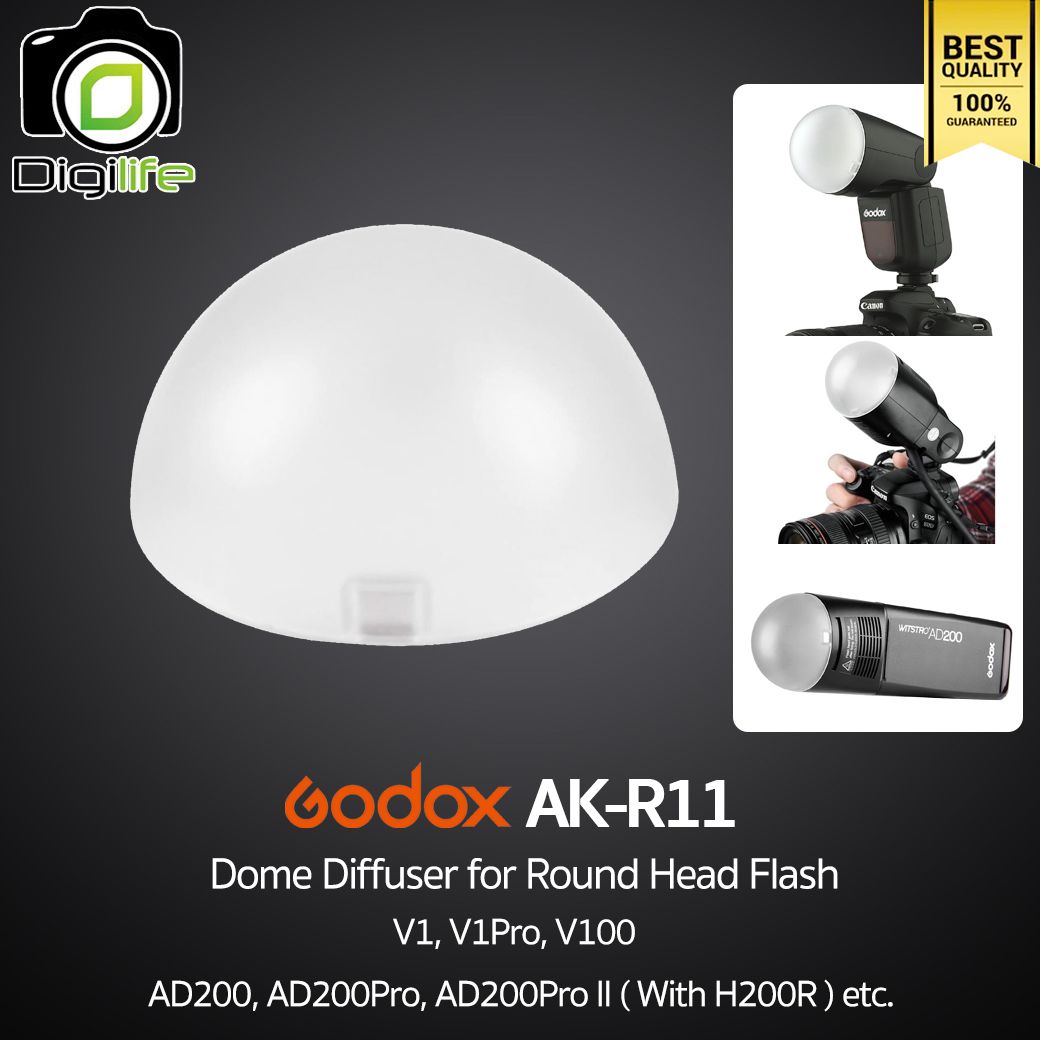 Godox AK-R11 Dome Diffuser for Round Head Flash V1, V1Pro, V100, AD200, AD200Pro, AD200Pro II ( with H200R), etc