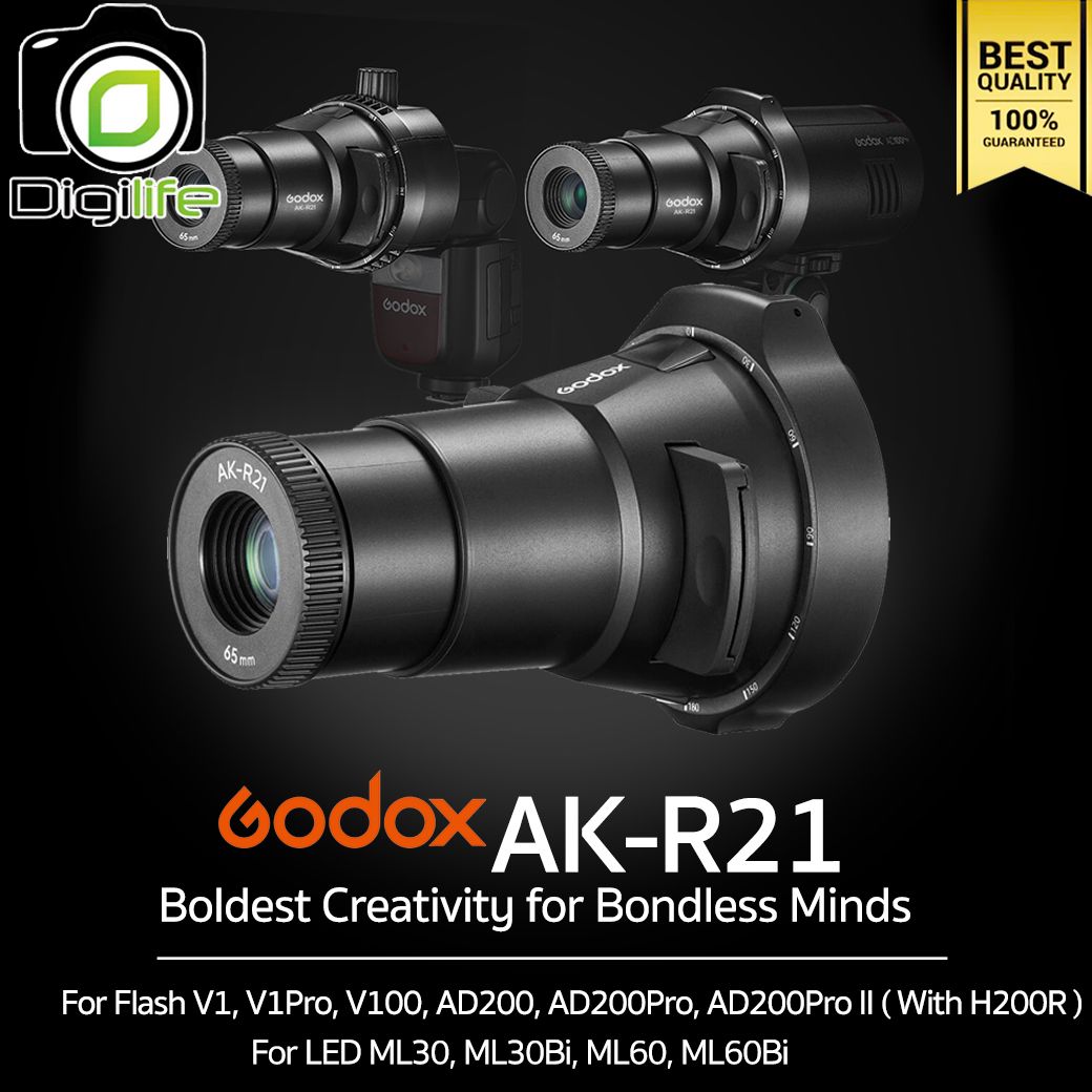 Godox AK-R21 Projection Attachment for Round Head Flash  V1, V1Pro, V100, AD100Pro , AD200 (with H200R) LED ML30, ML60