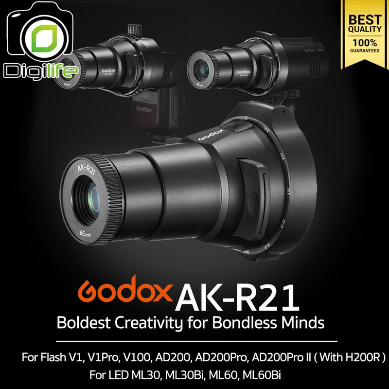 Godox AK-R21 Projection Attachment for Round Head Flash  V1, V1Pro, V100, AD100Pro , AD200 (with H200R) LED ML30, ML60