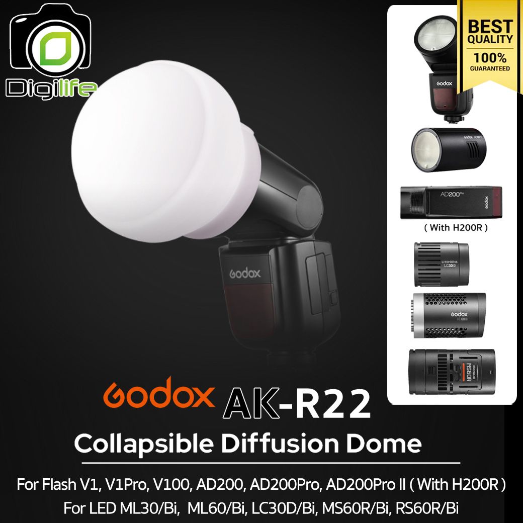 Godox Softbox AK-R22 Collapsible Diffusion Dome Kit สำหรับ V1, V1Pro, V100, AD100Pro , AD200 (with H200R) LED ML30, ML60
