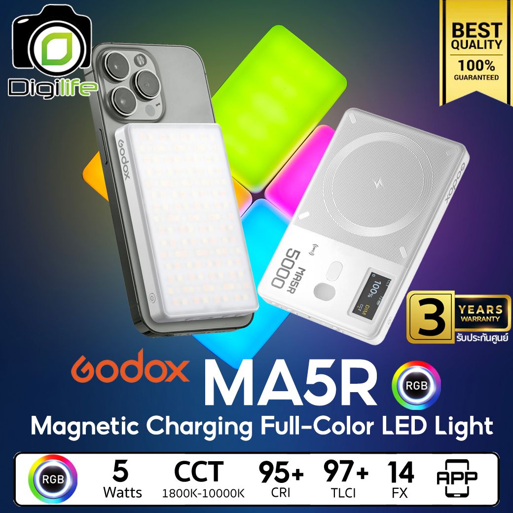 Godox LED MA5R RGB 2in1 ( LED Magnetic &amp; Charging Power Bank ) - รับประกันศูนย์ Godox Thailand 3ปี