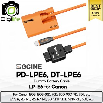 ZGCINE Battery PD-LPE6, DT-LPE6 Dummy Battery Cable สำหรับ ใช้แทน Canon Battery LP-E6 ( USB Type-C, D-Tap Port )