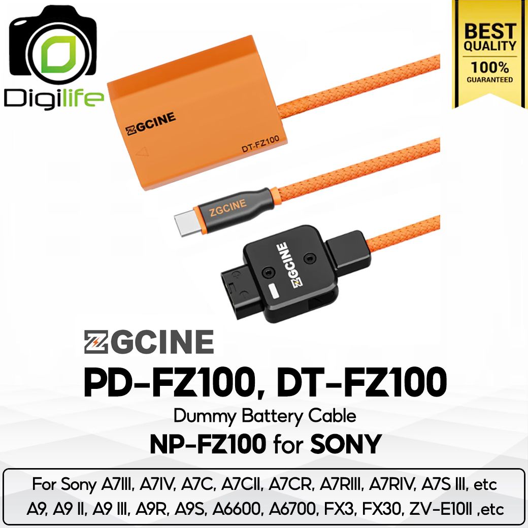 ZGCINE Battery PD-FZ100, DT-FZ100 Dummy Battery Cable สำหรับ ใช้แทน Sony Battery NP-FZ100 ( USB Type-C, D-Tap Port )