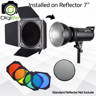 Godox BD-04 Accessories Kit For Flash , LED ใส่บน Standard Reflector 7 inch. ( BarnDoor , Honeycomb , Color Gel*4 )